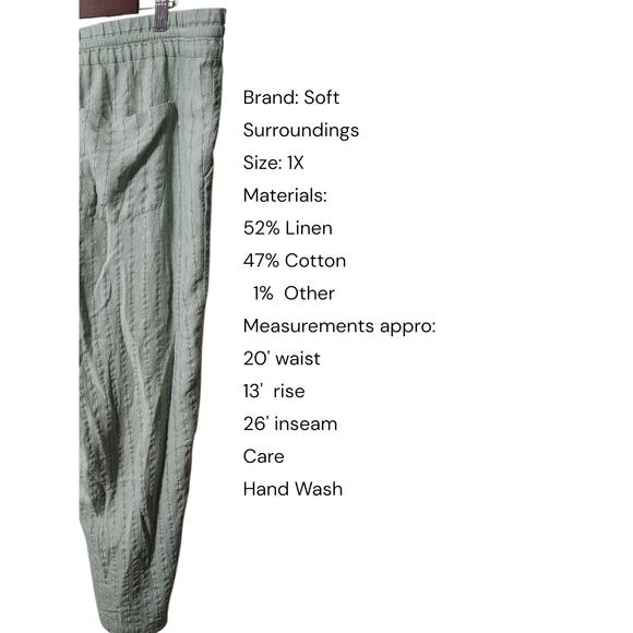 Soft Surroundings Womens Pants Large Wide Leg Linen Blend Coastal Beachy Lounge - Picture 2 of 6